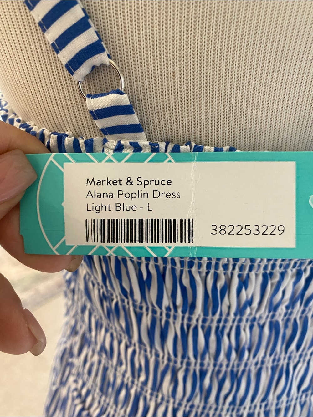 Market & Spruce Light Blue and White Striped Smocked Dress - Picture 2 of 10